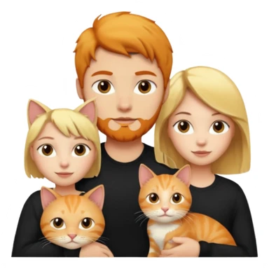 There is a blonde girl, a ginger cat, and a black-haired guy. sticker