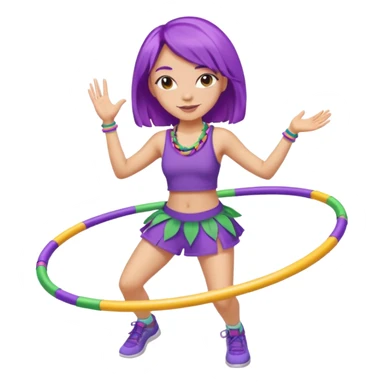 purple haired light skinned woman hula hooping sticker