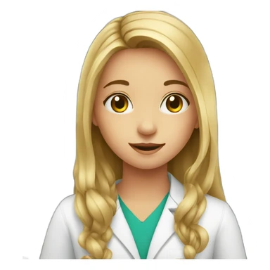 young girl with long hair working in a pharmacy sticker