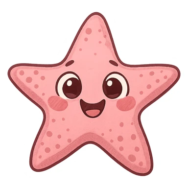 a cute pink starfish, original design, big eyes, blushing cheeks, joyful sticker