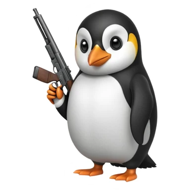 a penguin with a shotgun sticker