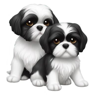 Two black and white shitz tzu puppies  sticker