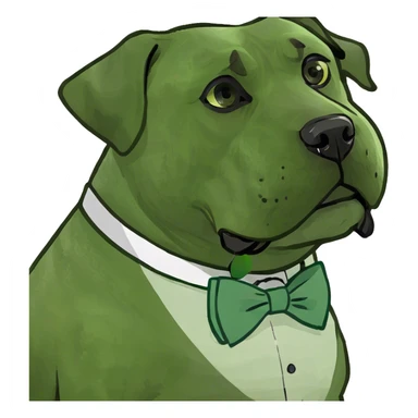 english mastiff with a bow sticker