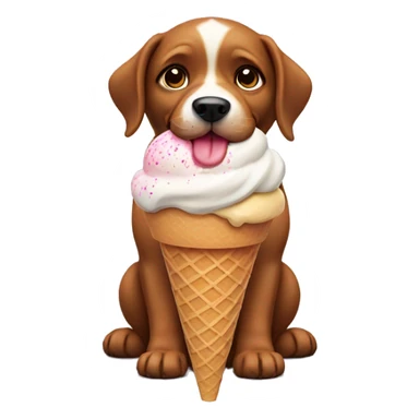 Dog with ice cream cone sticker