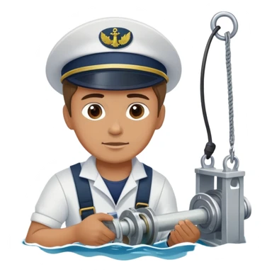 Russian sailor operating a winch to pull up sediment core samples from the sea bottom sticker