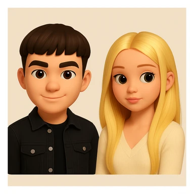 Place these two 3d-emoji style characters side by side on one image, as two separate emojis, no interaction, neutral background sticker