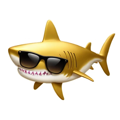 gold shark with cuban link and sunglasses surrounded by music notes sticker