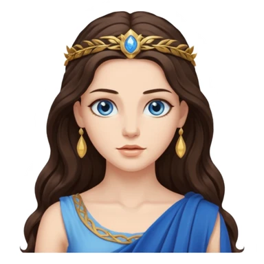 greek goddess long brunette hair blue eyes sticker