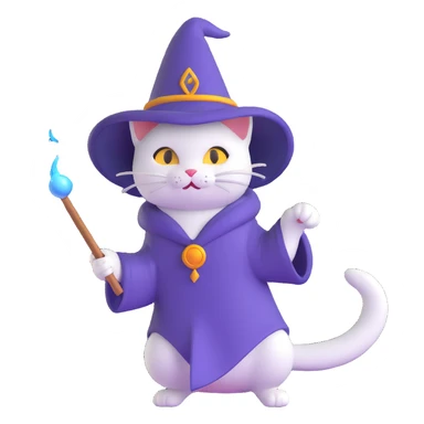 kitty wizard casting a spell sticker