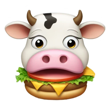 Cow eating hamburger while crying sticker