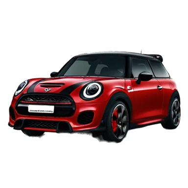 Red mini cooper John Cooper works edition with black rims sticker