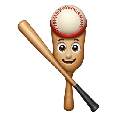 Baseball bat with large expressive eyes, a small button nose, and a wide grin sticker