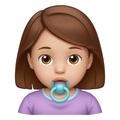 create a baby girl emoji from the 60. with brown hair and with pacifier sticker