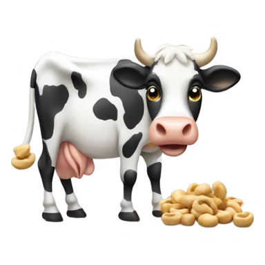 Cow eating cashews  sticker