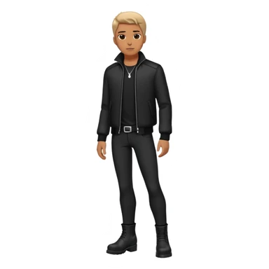 Full body standing male figure wearing black jacket, black pants, and black boots sticker