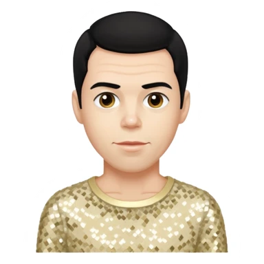 Steve O from Jackass with black hair, cream sequin outfit sticker