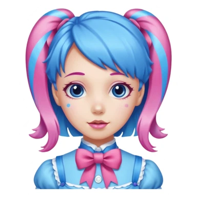 candy girl from candyland long blue pink mixed candy hair with ribbon and  sticker