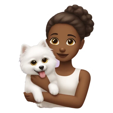 Brown skinned girl petting her White pomeranian  sticker