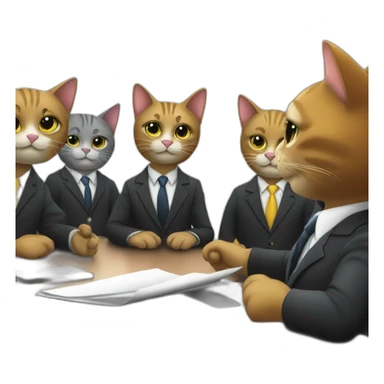 cats in business suits sit at the table at a meeting sticker