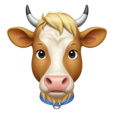 cow with long blonde hair and shirt sticker