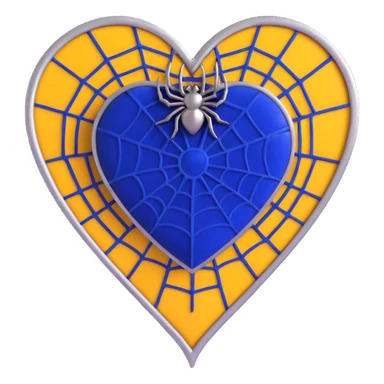 gothic heart, royal blue velvet, silver spiderweb overlay, dramatic and elegant sticker