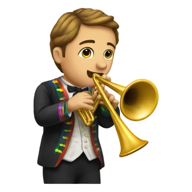 Moroni playing rainbow trumpet sticker