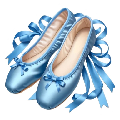 cinematic-realistic-ballet-shoes,-soft-satin-blue-pointe-shoes-with-delicate-ribbons,-resting-gently-on-a-polished-wooden-floor,-subtle-creases-in-the-fabric,-glowing-under-the-warm-golden-light-of-a-rehearsal-studio,-evoking-ele sticker