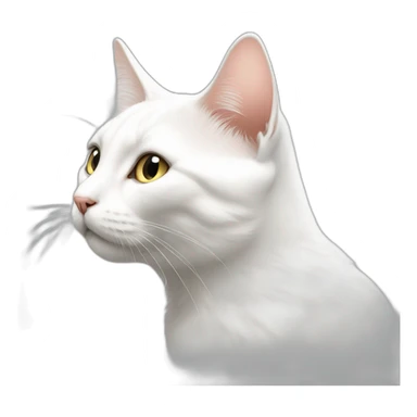 FUL body side profile white cat sticker