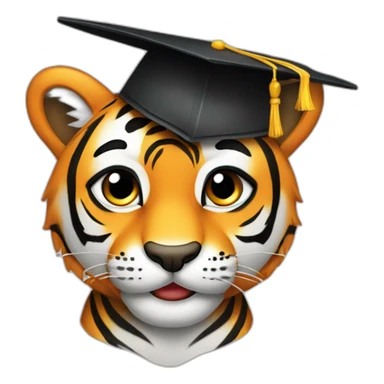 cuty tiger  with a mortarboard sticker