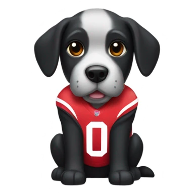 Black dog wearing Ohio state football jersey sticker