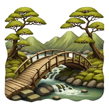 Old Japanese wooden bridge sticker