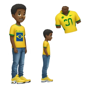 A boy With air max Tn , baggy jeans blue and a football shirt brazil yellow  sticker