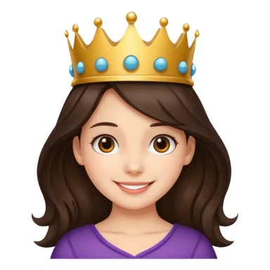 A brunette hair girl with a ball's crown smiling gently. sticker