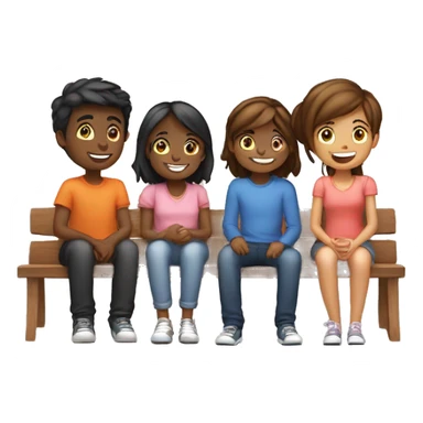 4 young people, two boys and two girls, one couple is chatting while the other is playing a game, the overall atmosphere is warm and loving. sticker