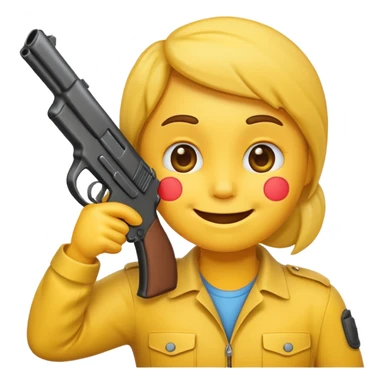 Create a smiling face emoji that’s holding a gun aimed to their forehead sticker