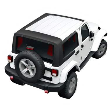White Jeep Wrangler Rubicon with white roof and red rims  sticker