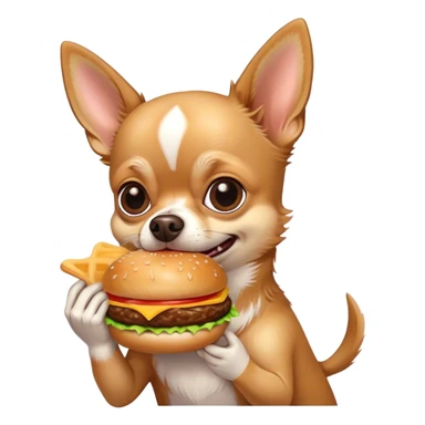 Perro chihuahua comiendo una hamburguesa  sticker