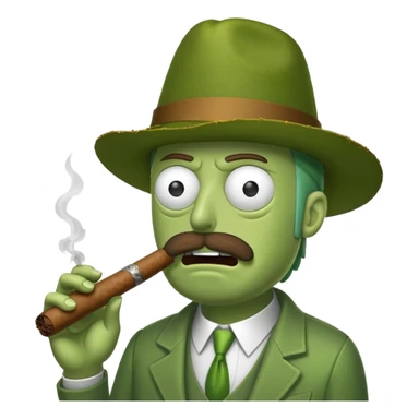 Pickle Rick smoking a cigar sticker