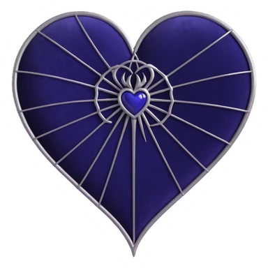 gothic heart, deep indigo velvet, silver spiderweb, mysterious and elegant sticker