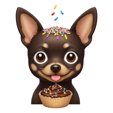 Black chihuahua with a piece of cake sticker
