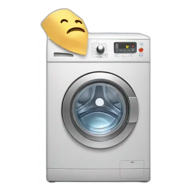 A washing machine has its head tied with a medical bandage sticker