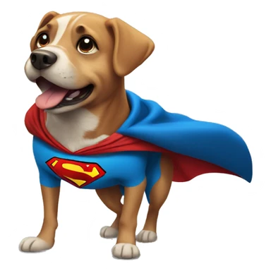 dog wearing a cape in a superman flying position  sticker