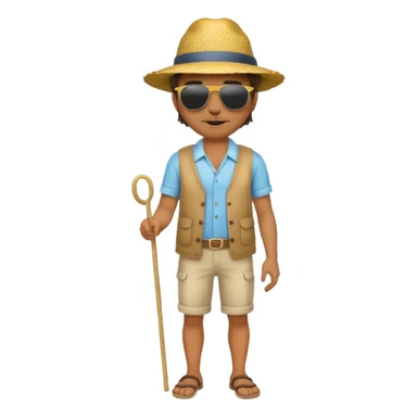full body man with straw hat sticker