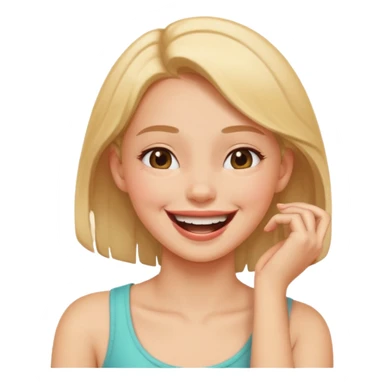 girl laughing cross grabbing neck sticker