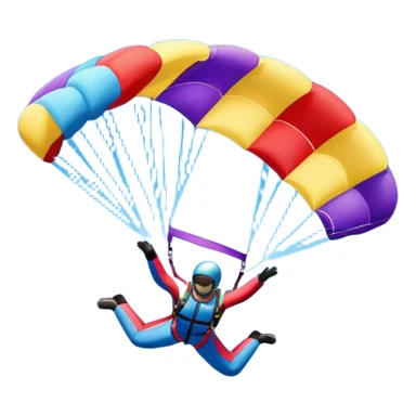 A skydiver free-falling through the clear sky, with a brightly colored parachute just about to open. The scene captures the thrill of the sport, with the vast expanse of the sky and distant ground below, emphasizing the excitement and adrenaline of parachuting sticker
