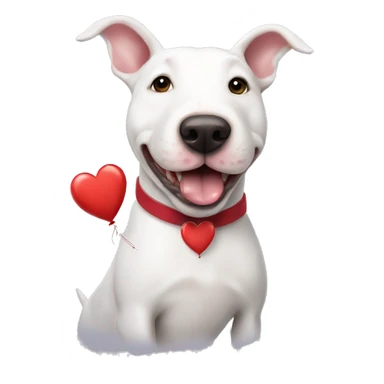 White Bull terrier with heart balloon   sticker