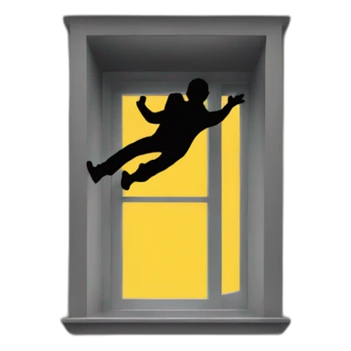 silhouette of man falling out window sticker