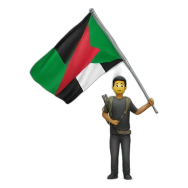 Man holding Palestinians flag sticker