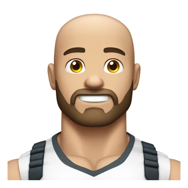 Muscular white man flexing, bald, dark beard in a white shirt sticker