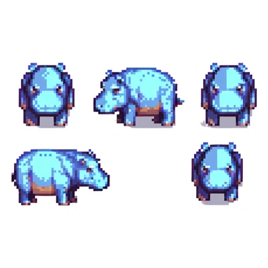 little hippos with 3 heads, different pose sticker